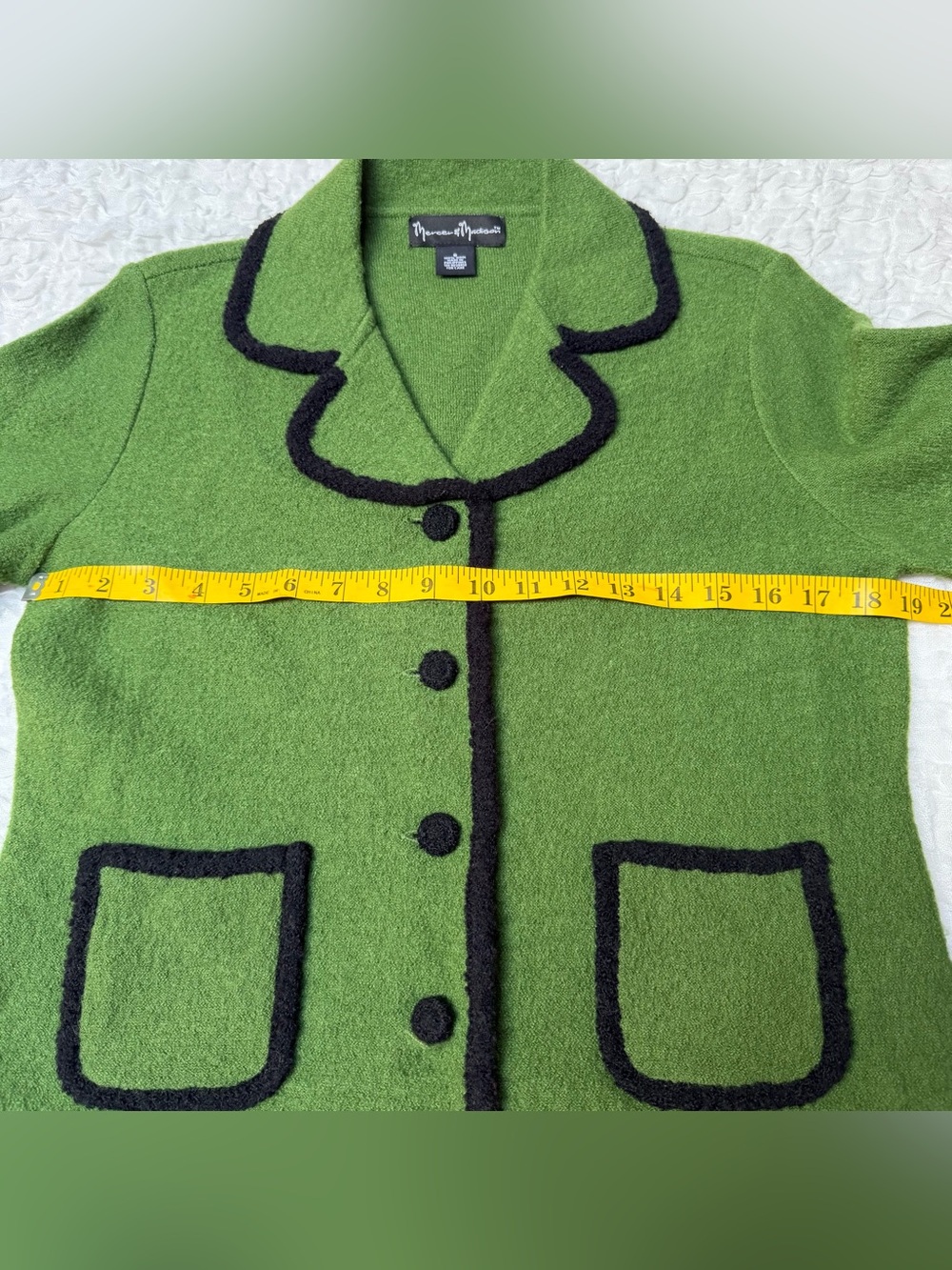 Mercer & Madison 100% Wool Green Black Trim Jacket Small - Picture 7 of 11